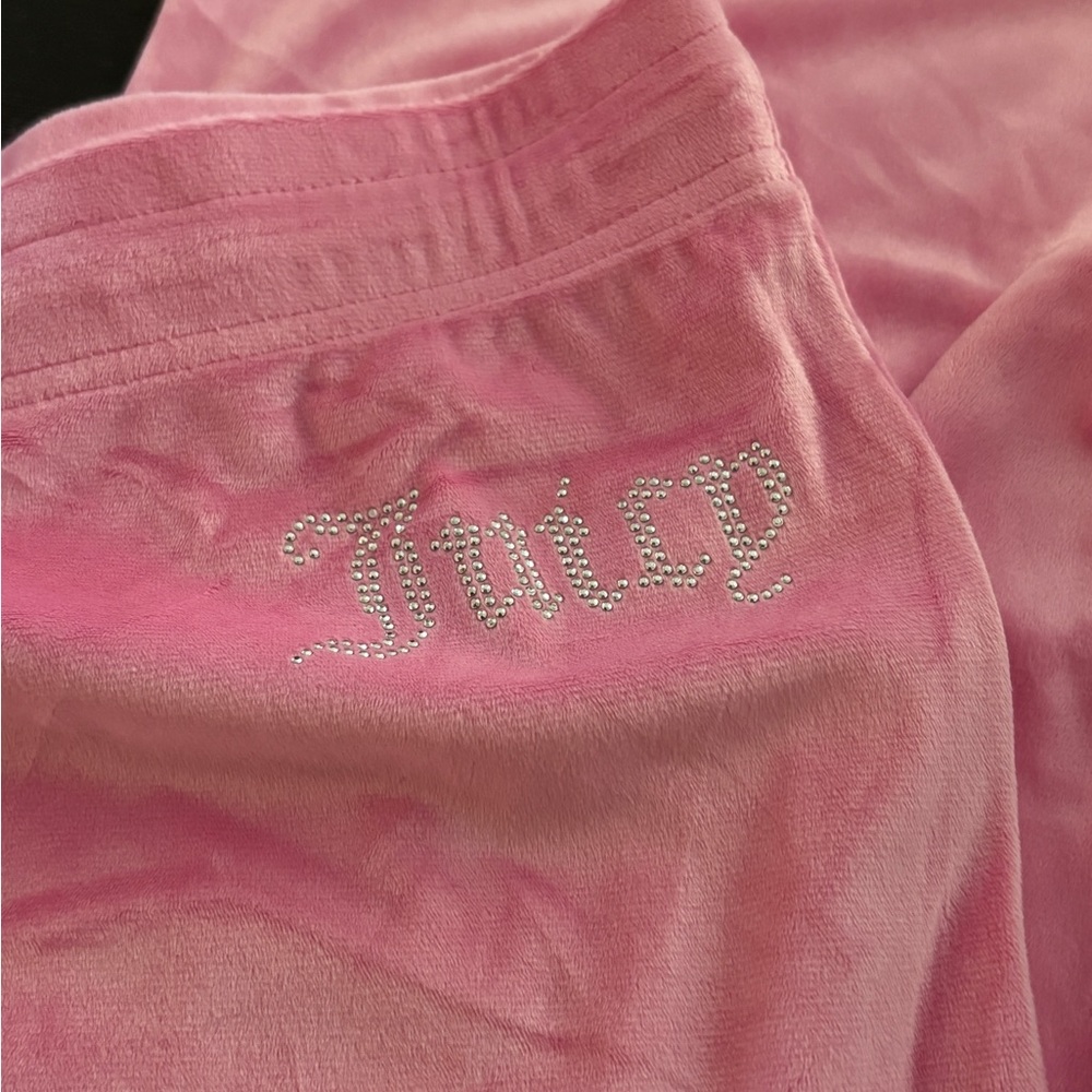 Juicy Couture Girls Pink Velour Pajama Pants with Rhinestone Logo